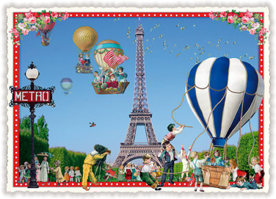 PK 599 Tausendschön Postcard | Paris - Eiffel Tower Metro