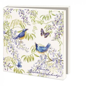 Kaartenmapje met enveloppen vierkant: Vogels en vlinders, Janneke Brinkman-Salentijn