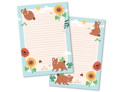 A5 Summer Bear Notepad - Double Sided by Mila-Made