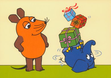 Postcard Sendung mit der Maus | Mouse and elephant with gifts