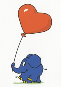 Postcard Sendung mit der Maus | The little elephant with a heart balloon