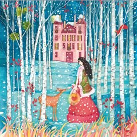 Mila Gablasova Square Postcard | Feeding Deer