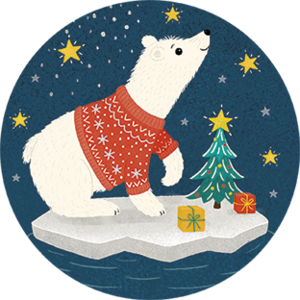 Round Postcard Tabula Rosi Christmas | Icebear