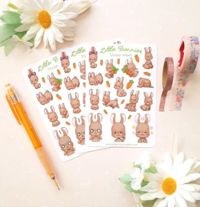 Itty Bitty Bunnies kawaii Stickersheet BROWN by Dreamchaserart
