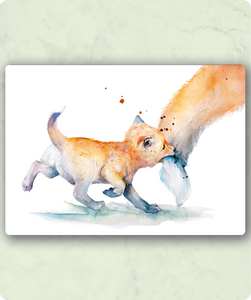 Organic Postcard - Watercolour Baby Fox