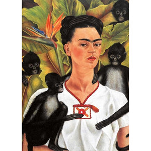 Postcard Frida Kahlo - Self Portrait with Monkeys, 1943