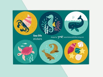 Stickervel Sea Animals by Heleen van den Thillart
