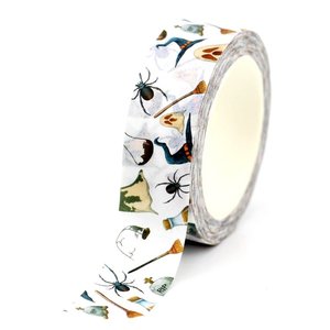 Halloween Washi Masking Tape | White with brooms and ghosts