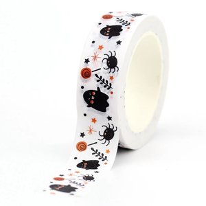 Halloween Washi Masking Tape | White with ghosts, spiders and lollipops