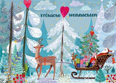 Mila Marquis Postcard | Fröhliche Weihnachten (Sleigh)