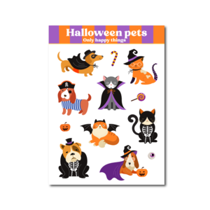 A6 Stickersheet Halloween Pets - Only Happy Things