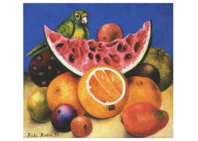 Postcard Frida Kahlo - Still Life with parrot and fruit