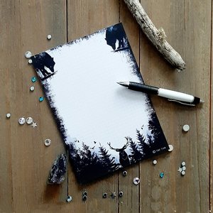 A5 Black wolves Notepad - by TinyTami