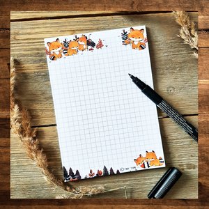 A6 Kawaii Foxes Notepad - by TinyTami