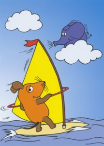 Postcard Sendung mit der Maus | Mouse while windsurfing