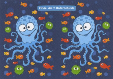 Search Postcard | Finde die 9 Unterschiede (Octopus-Rätsel)