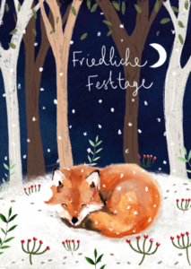 Postcard | Friedliche Festtage (sleeping fox)