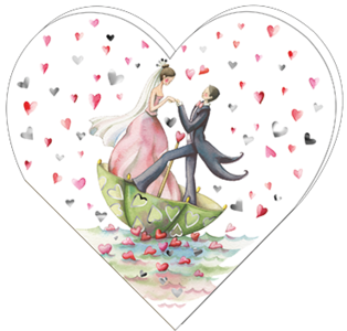 Nina Chen Heart Shaped Folded Card | Bridal Couple