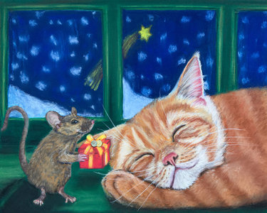 Postcard Kerstmuis - by Bianca Nikerk