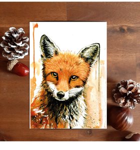 Postcard Aquarel Fox by TinyTami