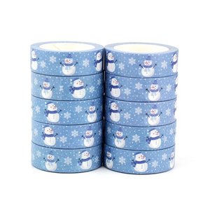 Washi Tape | Blue with Snowmen and Snow Crystals