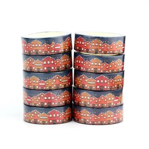 Washi Tape | Red Houses with Christmas Lights