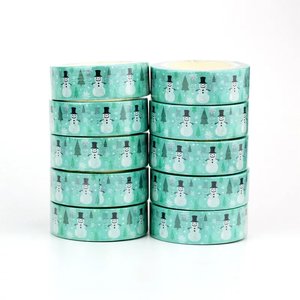 Washi Tape | Green with Snowmen, Trees and Snow Crystals