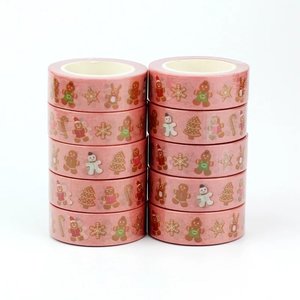 Washi Tape | Pink with Christmas Cookies Gingerbread
