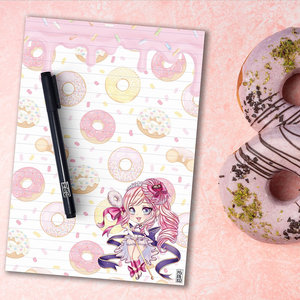 A5 Donut Chibi Magicalgirl Notepad - by Hidekos Artwork