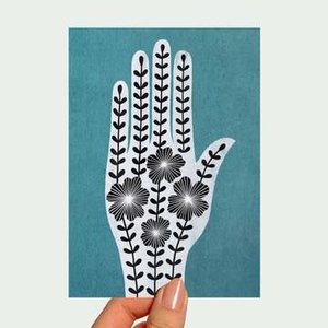 Postcard Hamsa Hand (White) - Karina Moller Art