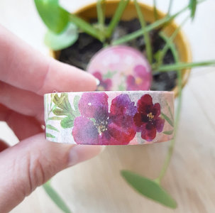 Washi Tape 'Roze bloemen' - Romyillustrations