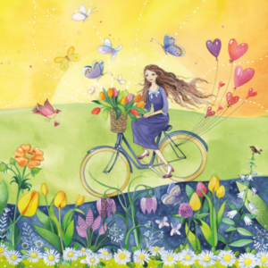 Postcard Kristiana Heinemann | Girl rides a bicycle