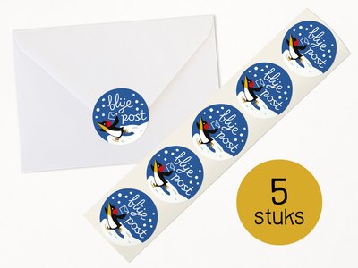 5x Sticker Blije Post (Penguin) by Heleen van den Thillart