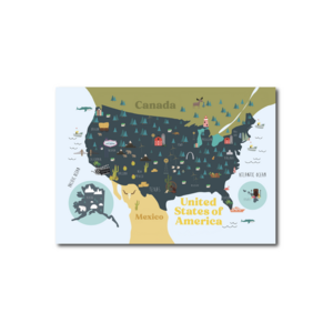 Postcard Craft Only Happy Things | Map of the United States