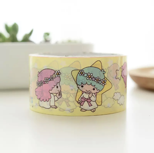 Large Adhesive PVC Decotape | Little Twin Stars Yellow