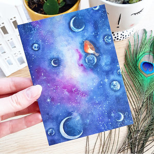 Postcard Galaxy over the moon - Romyillustrations