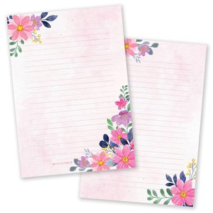 A5 Pink Watercolor Flowers Notepad - Double Sided