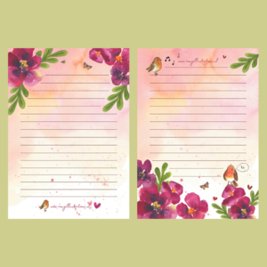 A5 Pink Flowers Notepad - Double Sided - Romyillustrations
