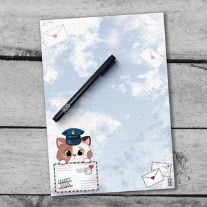 A5 Notepad Happy Mail Neko - by Hidekos Artwork