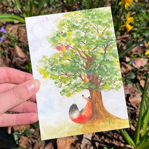 Postcard Vos bij de boom - Romyillustrations