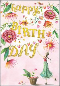 Nina Chen Doppelkarten | Happy Birthday (Frau mit Blüten)
