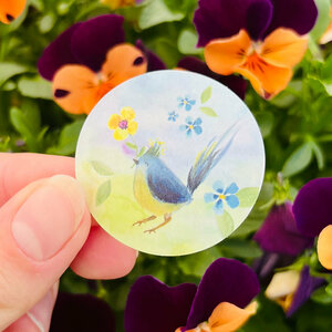 5x Sticker Vogel met bloemen by RomyIllustrations