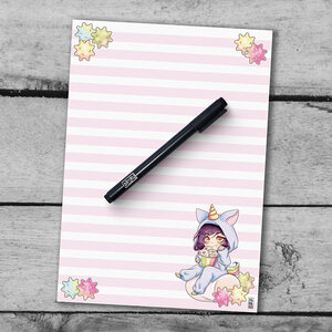 A5 Notepad Marshmallow Unicorn Chibi - by Hidekos Artwork