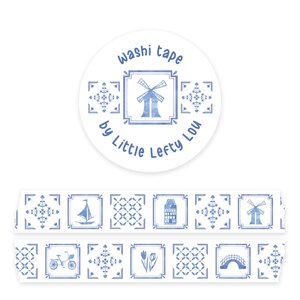 Delft Blue Tiles Washi Tape - Little Lefty Lou 