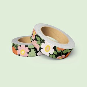 Flowers on Black Washi Tape - Muchable