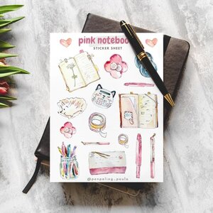 Pink Notebooks Sticker Sheet by Penpaling Paula