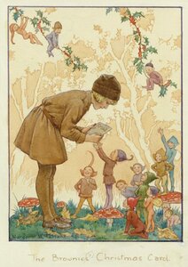 Postcard Margareth W. Tarrant | Brownie Surrounded By Tots Of Elves