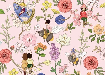 Postcard Belle and Boo | Secret Bug Garden Pink