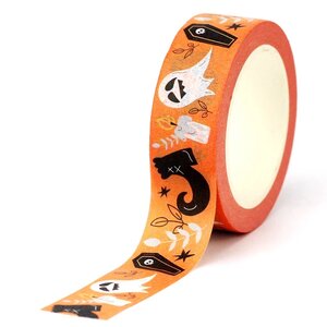 Washi Tape | Halloween Orange with Witch Shoes Ghost Candles