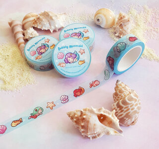 Cute Bubbly Mermaids Washi Tape - by Dreamchaserart